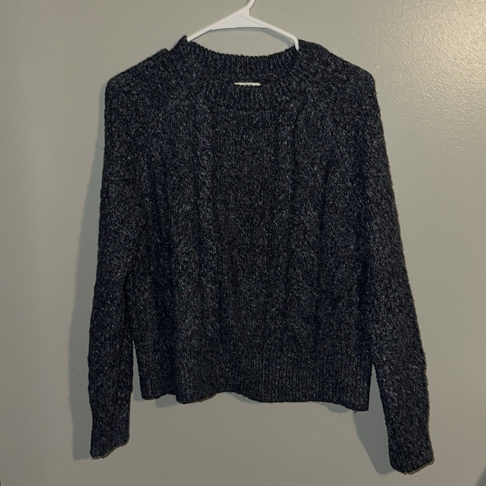 Maurices Blue Speckled Cable Knit Crewneck Sweater Women’s Small Cozy Fall - Picture 4 of 8